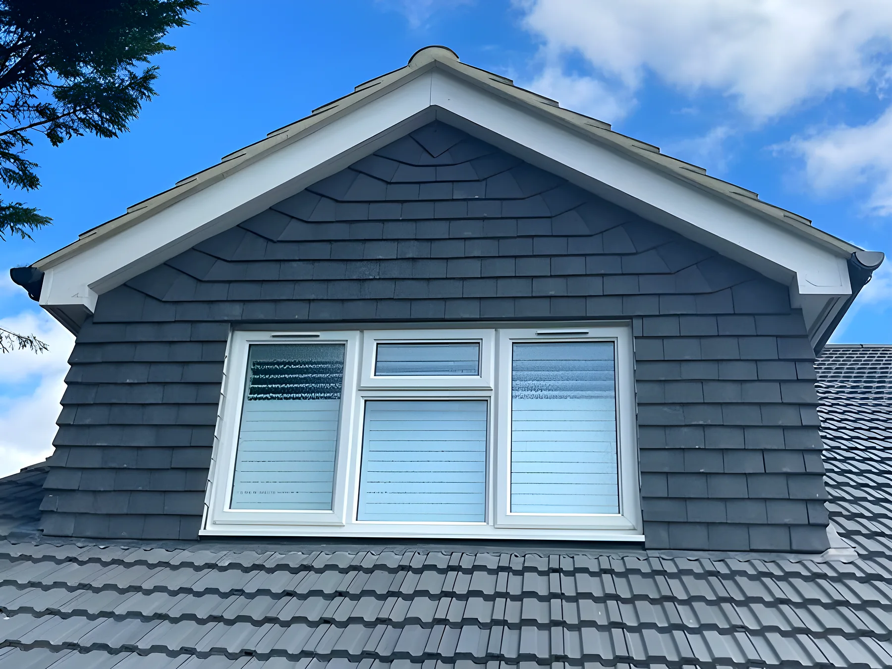 Finished dormer in grey slate, photographed for the customer