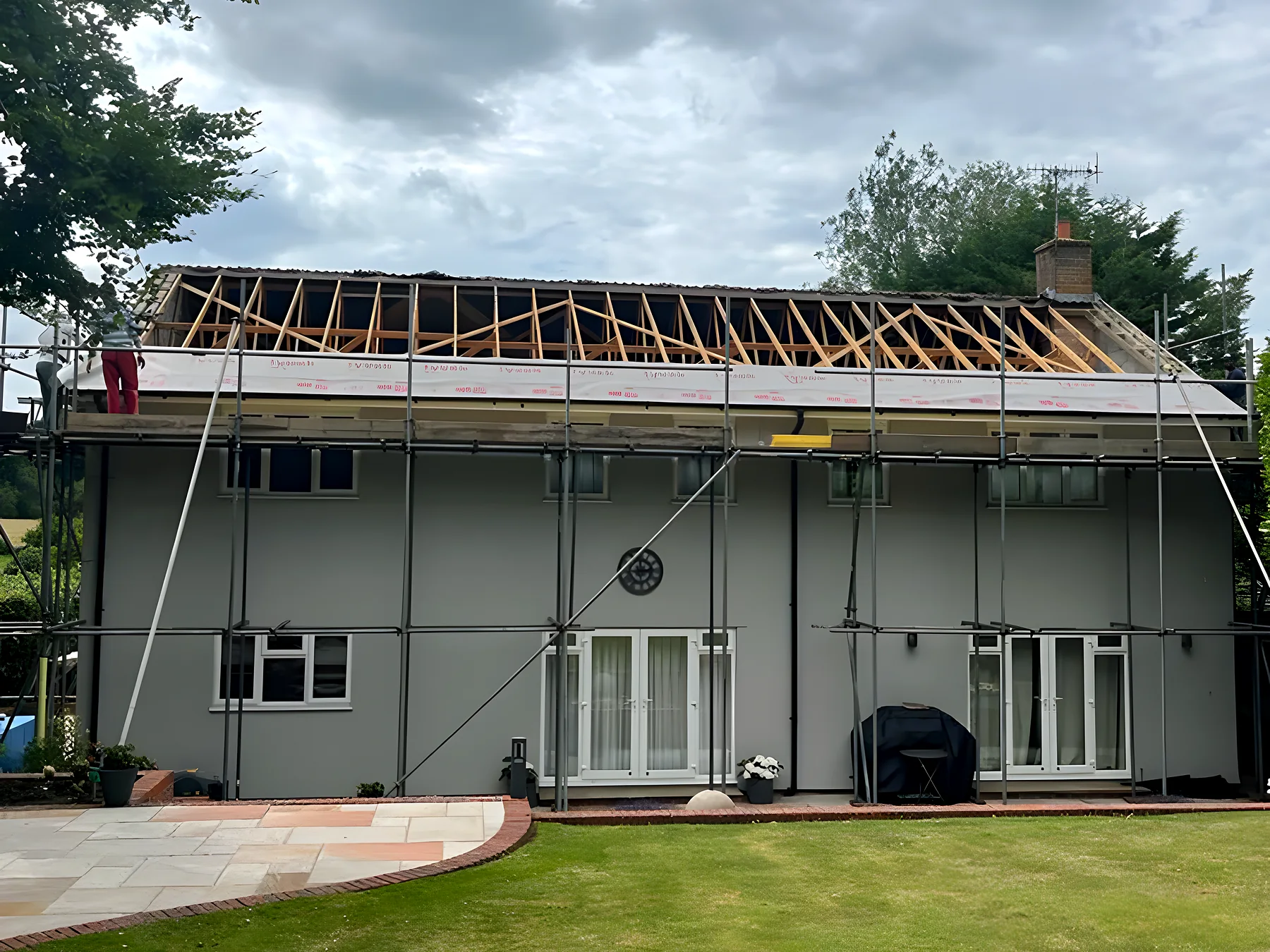 Roof stripped to the rafters before re felting